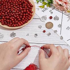 Наборы для изготовления браслетов из бусин из сплава и натурального дерева своими руками&nbsp;DIY-PH0023-48