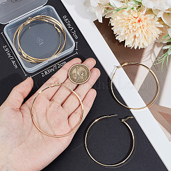 3 пара латунных серег-колец для женщин&nbsp;EJEW-BBC0001-66G-04