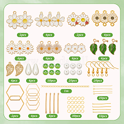 Наборы для самостоятельного изготовления сережек-подвесок в виде ромашек&nbsp;DIY-SC0003-32