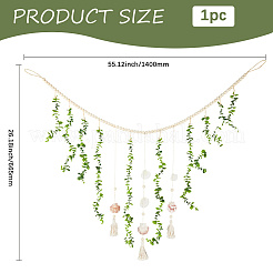 Подвесные украшения из хлопка и деревянных бусин&nbsp;HJEW-WH20004-14B