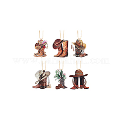 6 комплект 6 стилей акриловые ковбойские сапоги подвесные украшения для автомобиля&nbsp;HJEW-GA0001-51