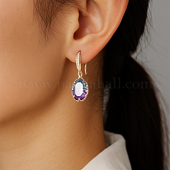 2 пара двухцветных серег-подвесок из латуни с кубическим цирконием&nbsp;EJEW-GO0002-18