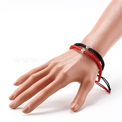 Кубики с сердцем латунные микропаве браслеты из фианитов из плетеных бусин для пар&nbsp;BJEW-JB06796