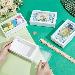 Складные креативные ящики из крафт-бумаги с прозрачным покрытием из ПВХ&nbsp;CON-WH0113-09B