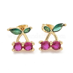 Латунь кубического циркония серьги стержня&nbsp;LS-EJEW-Q017-02G