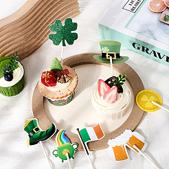 День святого патрика клевер бумажные украшения для торта&nbsp;AJEW-WH20022-29A