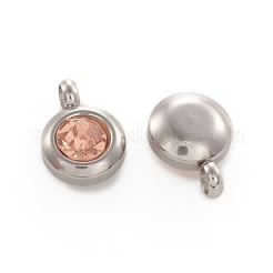 Модный оригинальный цвет 304 нержавеющая сталь граненый класс а стразы плоские круглые подвески-шармы&nbsp;RB-N030-01P