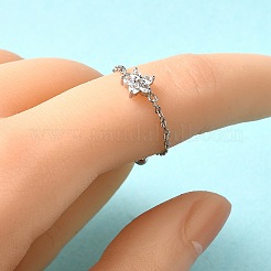 925 серебряное кольцо-слайдер с микропаве из кубических цирконий&nbsp;RJEW-R016-02P-02