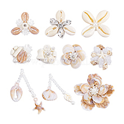 10 шт. 10 стиля фетровых бусин из натуральных ракушек&nbsp;DIY-PH0033-48