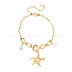 Браслеты с подвесками в виде морских звезд из нержавеющей стали 304&nbsp;BJEW-C135-02G