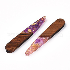 Подвески из прозрачной смолы и ореха&nbsp;RESI-N039-69F