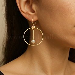 4 пара двухцветных серег-колец с имитацией жемчуга из сплава и железа и пластика&nbsp;EJEW-HY0001-28