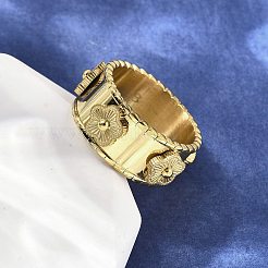 Кольца с цветком из нержавеющей стали 304 для женщин&nbsp;RJEW-A060-02G