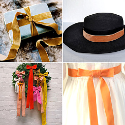 Односторонняя блестящая бархатная лента длиной 9 м.&nbsp;OCOR-TAC0034-05C