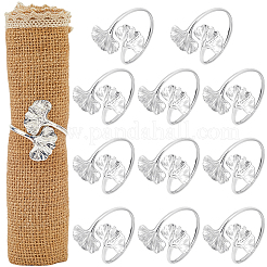 Железные кольца для салфеток из листьев гинкго&nbsp;AJEW-WH20070-110S