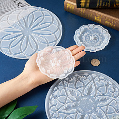 4 шт. 4 стильных силиконовых Молды для подставок под чашки с цветочным узором&nbsp;DIY-BG0001-63