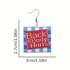 Квадратные акриловые серьги-подвески с надписью «спина и тело болят»&nbsp;FS-WGDBEE3-01