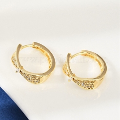 Серьги-кольца из латуни с прозрачным фианитом&nbsp;EJEW-Q016-01G