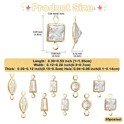 30 шт. 5 стиля латунных подвесок-соединителей с прозрачным кубическим цирконием&nbsp;ZIRC-FS0001-04