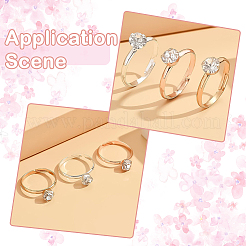 40 шт. 4 цвета регулируемые кольца из сплава со стразами для женщин&nbsp;RJEW-SP0001-01