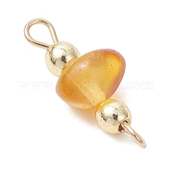 Кусочки натурального янтаря с гальваническим покрытием и соединительными звеньями из синтетического немагнитного гематита.&nbsp;PALLOY-JF05008