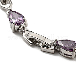 Браслеты из латуни с покрытием из кубического циркония и каплевидными звеньями для женщин&nbsp;BJEW-H604-01P-07