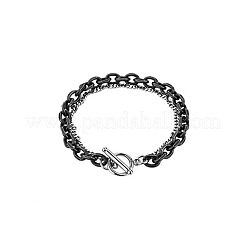 Двухцветные браслеты из нержавеющей стали 201 с якорной цепочкой и кабельной цепочкой&nbsp;FS-WGC755C-01