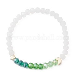 2 шт. эластичный браслет из гальванизированного стекла и латунных бусин для женщин&nbsp;BJEW-JB13162