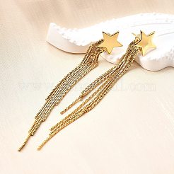 Латунные серьги-гвоздики в форме звезды&nbsp;EJEW-P226-15G