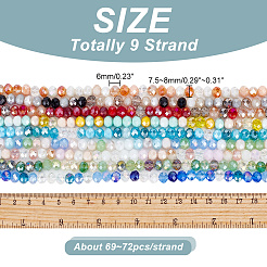 9 нити 9-цветные гальванизированные стеклянные бусины&nbsp;EGLA-AR0001-21