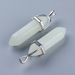 Кулоны из синтетического люминесцентного камня с двойным окончанием&nbsp;G-P359-03B