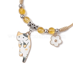 Бусины из натурального желтого кварца плетеные браслеты из бусин&nbsp;BJEW-TA00621-05