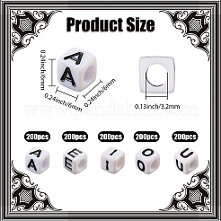 1000 шт. 5 вида акриловых бусин с горизонтальными отверстиями в виде букв&nbsp;MACR-PA0001-34