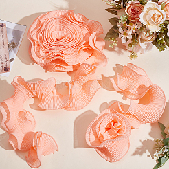 Шифоновая органза плиссированная кружевная отделка&nbsp;DIY-WH0892-01B