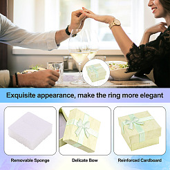 Квадратные бумажные подарочные коробки для колец с бантом&nbsp;CON-TAC0010-80B