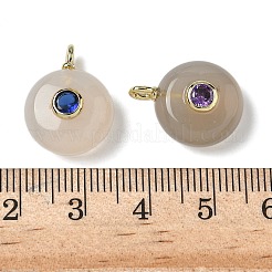 Плоские круглые подвески из натурального серого агата&nbsp;G-H318-01G-06