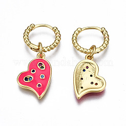 Серьги-кольца из латуни с микро-паве из фианита&nbsp;EJEW-T014-35G-NF