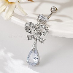 Сплав кристалл горный хрусталь подвеска изогнутая штанга живот кольца&nbsp;LS-AJEW-R007-04P-05