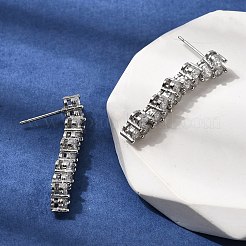 Плоские круглые серьги-гвоздики из латуни с микропаве и прозрачным фианитом&nbsp;EJEW-H180-12P