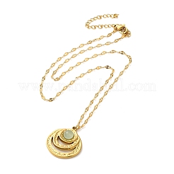 Ожерелья из нержавеющей стали 304 с подвесками из натурального камня для женщин&nbsp;NJEW-U009-03G-05