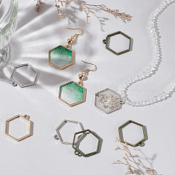 60 шт. 3-цветные шестигранные подвески из сплава с открытой задней частью FIND-GA0004-26