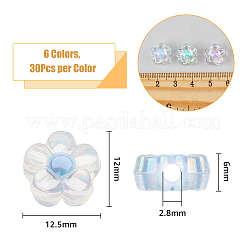 180шт 6 цвета прозрачные акриловые бусины&nbsp;OACR-DC0001-20