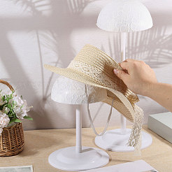 Регулируемые пластиковые с кружевной тканью подставки для париков&nbsp;ODIS-WH0038-213