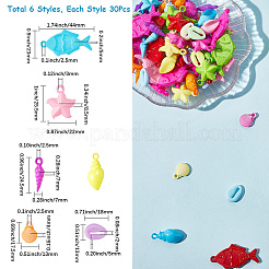 180шт 6 стиля непрозрачные акриловые подвески&nbsp;SACR-SP0001-29