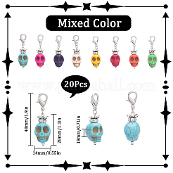 20 шт. подвеска в виде черепа из синтетического говлита&nbsp;HJEW-SC0001-41