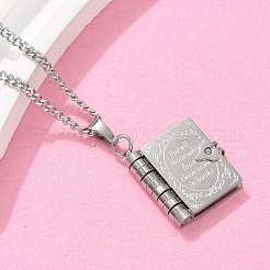 Ожерелья с подвеской в виде книги из нержавеющей стали 304 для женщин&nbsp;LS-NJEW-U037-01A-P