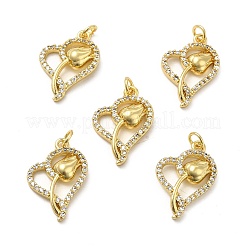 Латунные микропаве прозрачные подвески с фианитом&nbsp;KK-E068-VB192