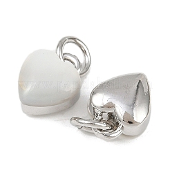 Подвески в виде сердечек из натуральной белой ракушки из латуни с соединительными кольцами&nbsp;KK-F908-07P