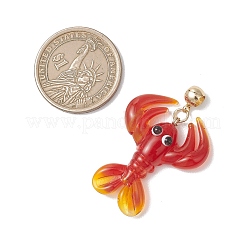 Подвески ручной работы в виде красных креветок из стекла&nbsp;PALLOY-JF04983