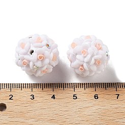 Бусины-цветы из светящейся полимерной глины со стразами&nbsp;RESI-C048-01B